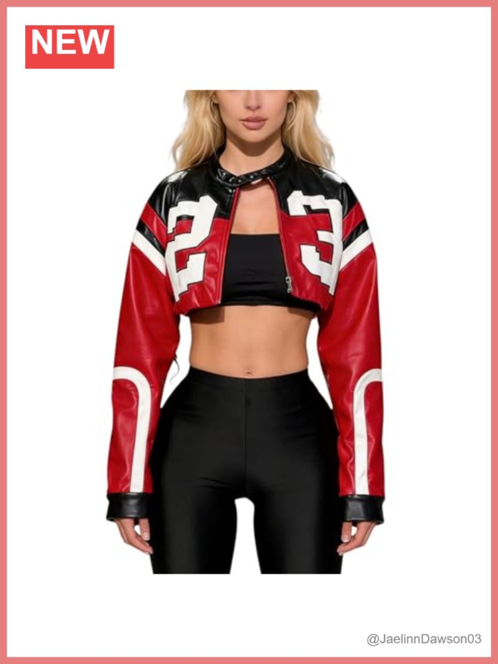 Faux Leather Zip Up Cropped Bomber Jacket Moto Motorcycle Winter Outerwear